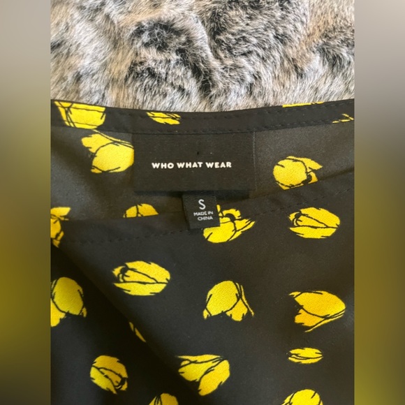 Who What Wear black & yellow floral print dress, sleeveless midi EUC Small - Picture 10 of 15